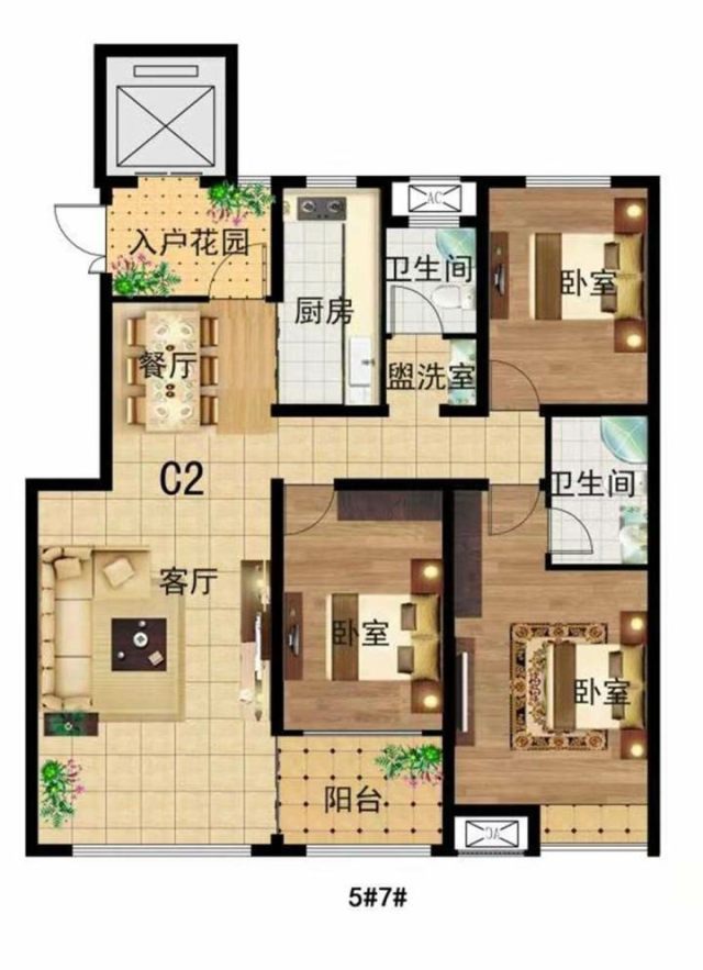 鄆城新天地c23室2廳2衛0m05戶型圖-菏澤房產網